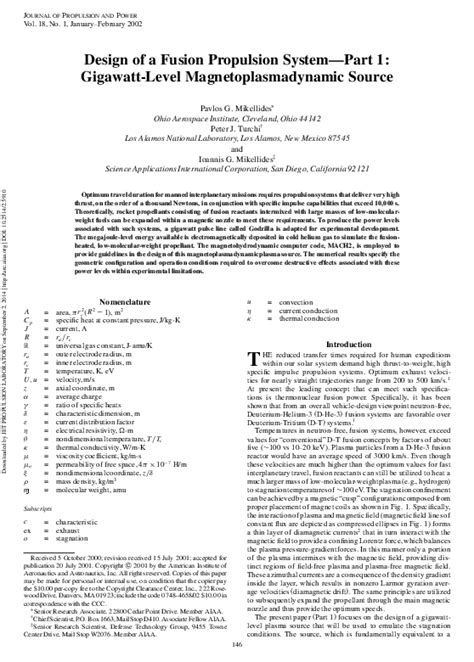 (PDF) Design of a Fusion Propulsion System-Part 1: Gigawatt-Level Magnetoplasmadynamic Source ...