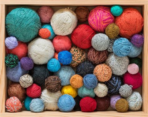 Yarn balls in box stock photo. Image of home, fiber - 100886708