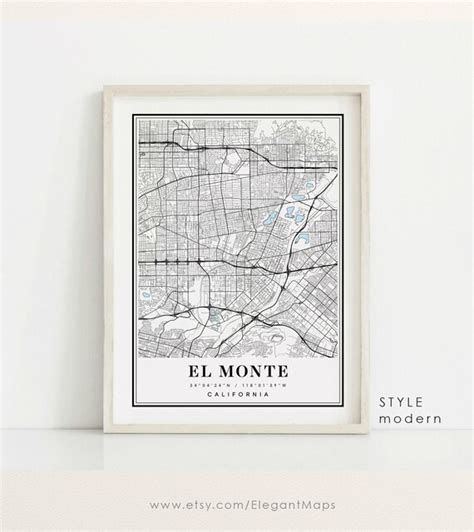 El Monte California Map El Monte CA Map El Monte City Map | Etsy