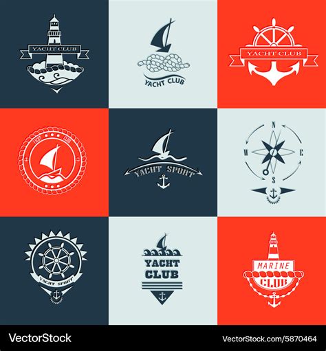 Set of yacht club logo collection Royalty Free Vector Image