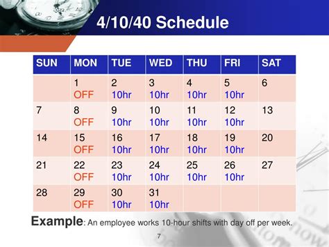 10-hour Shift Schedules For 7 Days A Week Template