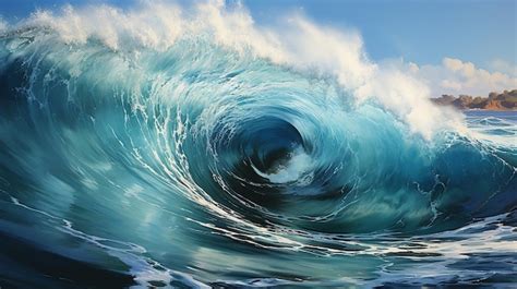 Premium AI Image | Blue Ocean Surfing Wave