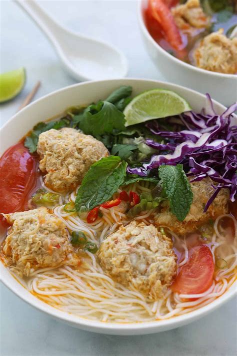 Bun Rieu Cua (Vietnamese Crab Noodle Soup) - A Peachy Plate