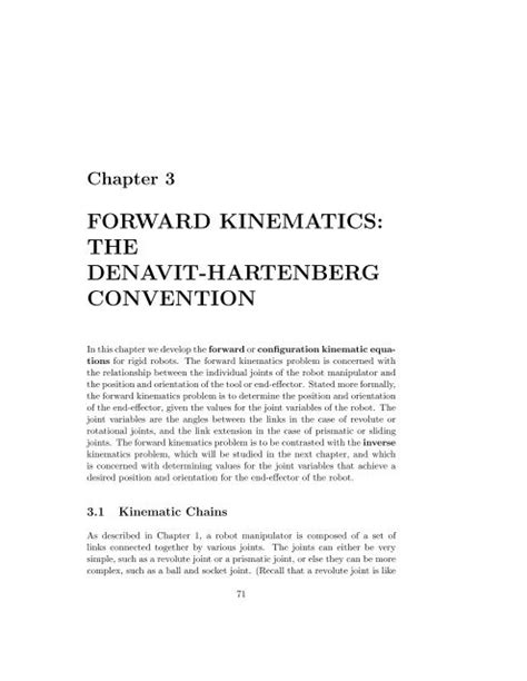 FORWARD KINEMATICS THE DENAVIT-HARTENBERG CONVENTION equations