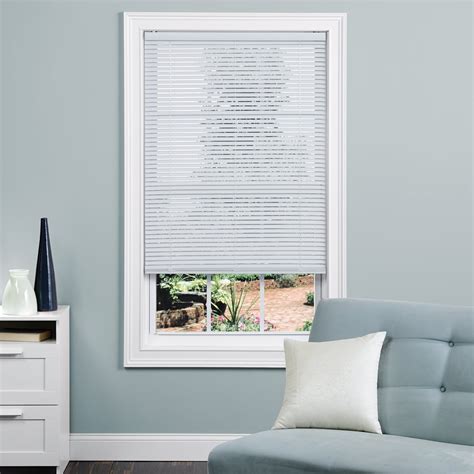 Project Source 1-in Cordless White Vinyl Mini Blinds (Common: 35-in; Actual: 34.5-in x 64-in) at ...