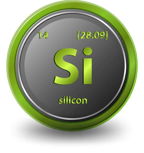 Silicon chemical element. Chemical symbol with atomic number and atomic mass. 2141098 Vector Art ...