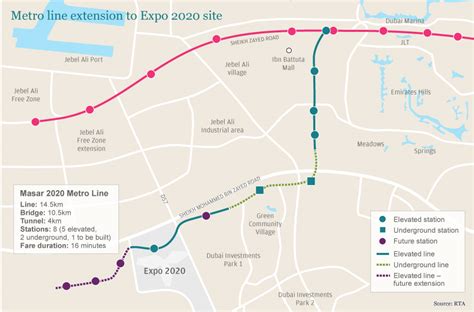 Dubai Metro Green Line Map