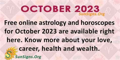 October 2023 Horoscope Predictions For All - SunSigns.Org