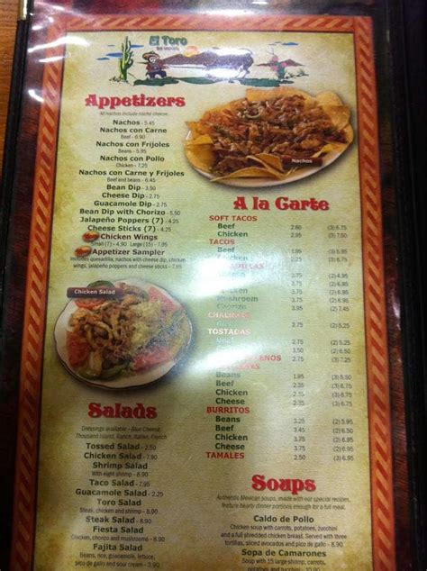 El Toro Restaurant Menu, Menu for El Toro Restaurant, Springfield, Dayton - Urbanspoon/Zomato