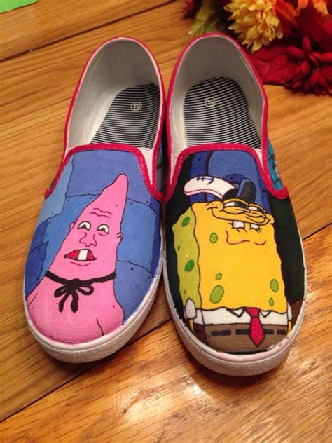 Spongebob Squarepants themed shoes: "Who you calling Pinhead?" and "You like Krabby Patties, don ...