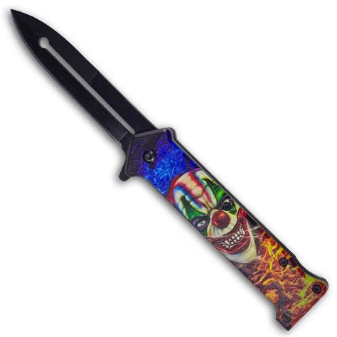 Evil Joker Spring Assisted Knife - Joker Novelty Pocket Knives - Killer Clown Collectible Knife ...