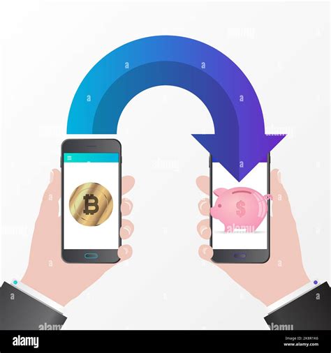 Bitcoin mobile wallet. Cryptocurrency transaction concept. Vector ...