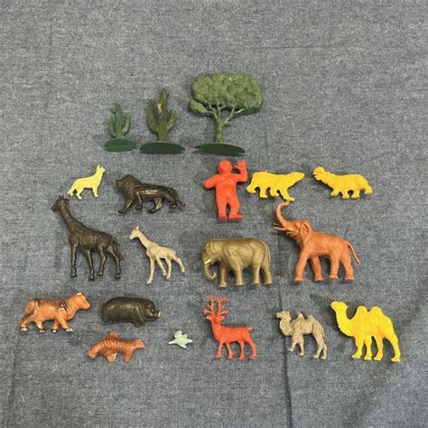 LOT OF 19 Vintage Plastic Zoo Safari Animals Tree Lions Elephant Giraffe Marx $9.72 - PicClick