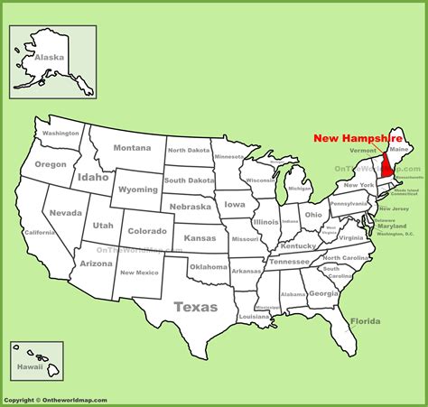 New Hampshire location on the U.S. Map