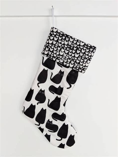 Black Cat Modern Christmas Stocking - Etsy