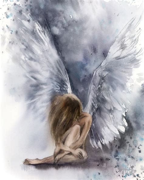 Angel Painting Angel Wall Art Angel Wings Painting Woman - Etsy | Angel ...