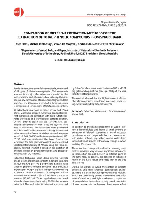 Comparison of different extraction methods for the extraction of total phenolic compounds from ...