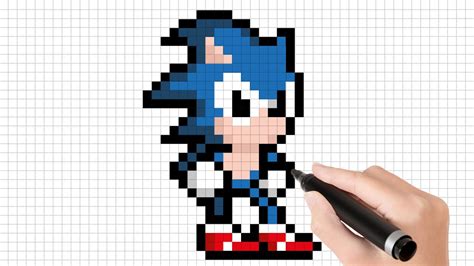 Cara menggambar Sonic si landak | Easy Pixel Art - YouTube