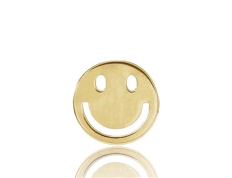 14 Karat Solid Gold 6 Mm Smiley Face Decorative Gold End. Smiley Face Body Jewelry Threadless ...