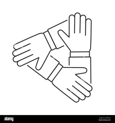 Three hand vector icon, teamwork symbol. Simple, flat design for web ...