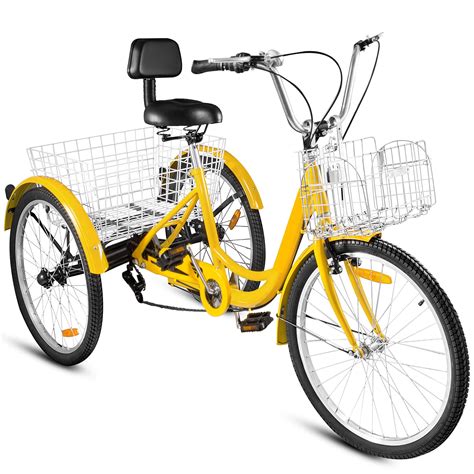 VEVOR Adult Tricycle Speed Cruise Bike 20 Tricycle Adult Bike With Large Size Basket Wheel Bikes ...