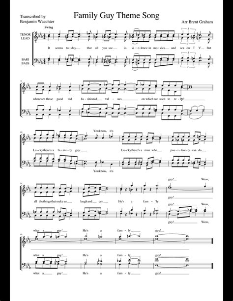 Family Guy Theme Song sheet music for Piano download free in PDF or MIDI