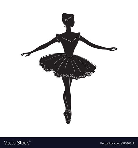 Hand drawing black silhouette ballerina dancer Vector Image