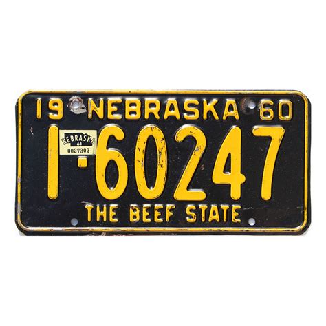 1961 Nebraska #1-60247 | Real Old Nebraska License Plates