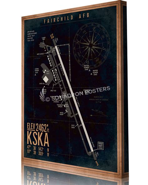 KSKA Fairchild AFB Airfield Map Art - Squadron Posters