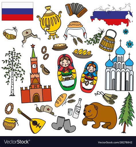 Russian symbols travel russia traditions Vector Image