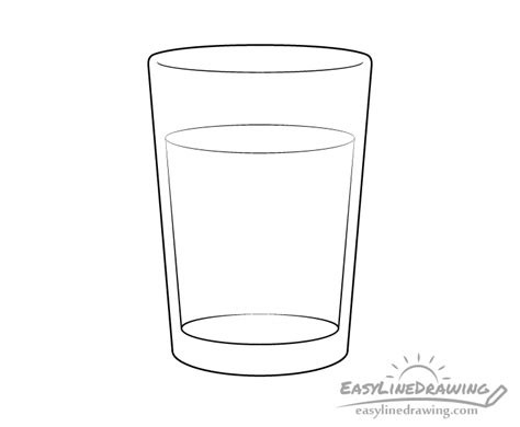 How to Draw a Glass of Water Step by Step - EasyLineDrawing