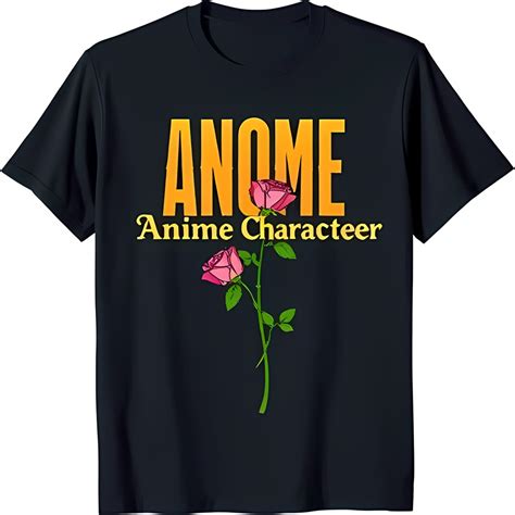 Black T-Shirt with Yellow 'ANOME' Graphic & Anime Character Design Rose Detail - Walmart.com