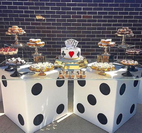 Close up of the dessert table from the casino themed birthday party ...