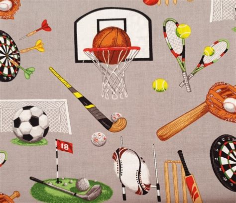 Sports Fabric UK 100% Cotton Material by Metre All Games - Etsy UK