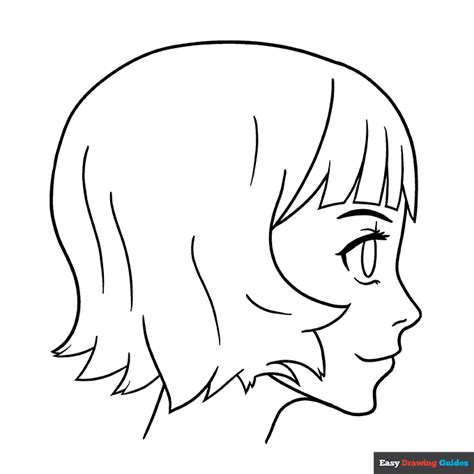 Anime Girl Side View Coloring Page | Easy Drawing Guides