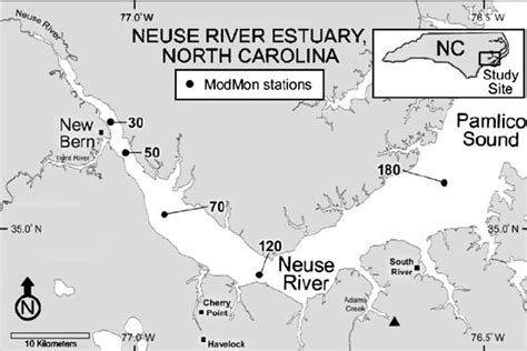 Map of the Neuse River Estuary, North Carolina, USA. Indicated are ...