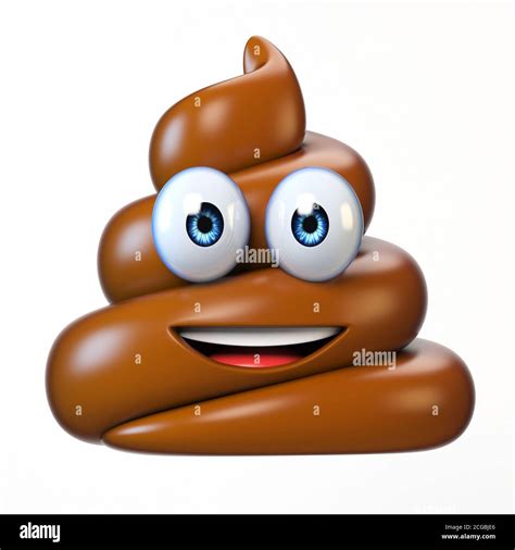 Poop emoji isolated on white background, poo emoticon 3d rendering ...