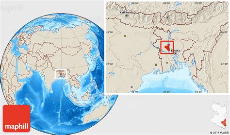 Shaded Relief Location Map of Sirajganj Zl