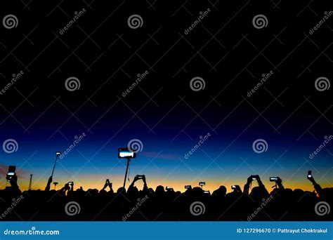 Silhouette of People Holding Cell Phone Stock Photo - Image of tourism ...