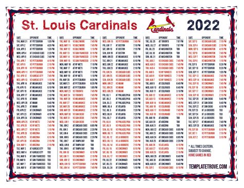 Cardinals Schedule 2022 Printable - Customize and Print