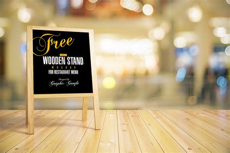 Free Wooden Stand Mock-up For Restaurant MenuGraphic Google – Tasty Graphic Designs Collection