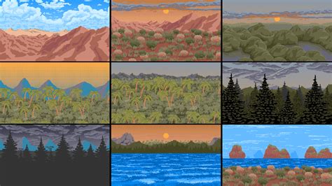 Pixel art backgrounds platformer nature pack | GameDev Market