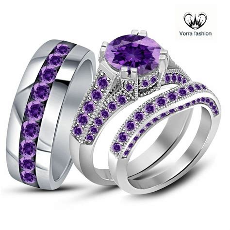 Pin by Myron Jones on Pretties in 2021 | Purple wedding ring set ...