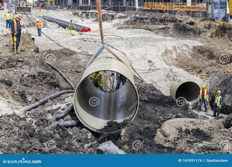 Big Diameter FRP Pipe Installation Editorial Photo - Image of trunk ...