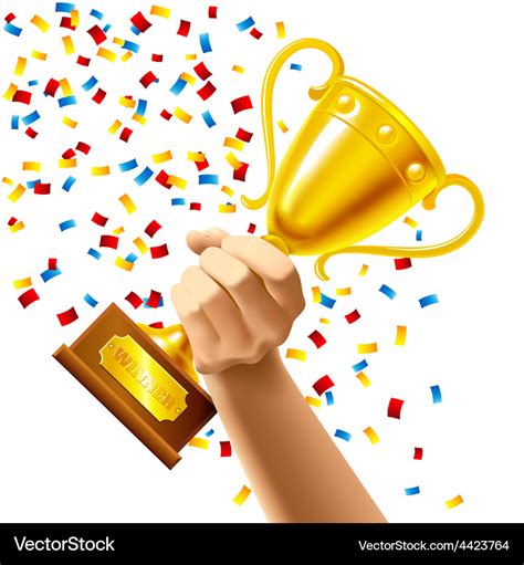 Hand holding a winner trophy cup award Royalty Free Vector