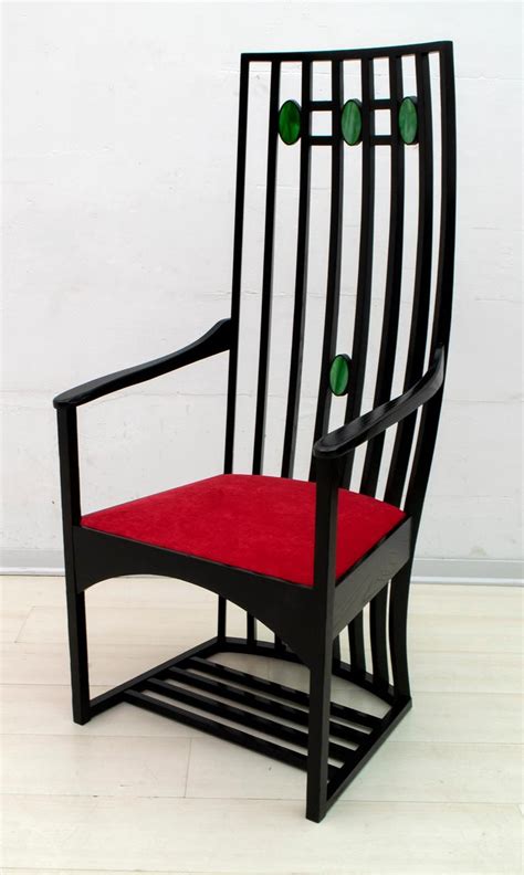 Charles Rennie Mackintosh High Back Chair Oak and Glass Paste, 1970s at 1stDibs | charles rennie ...