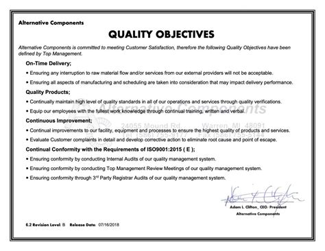 Quality-Objectives - Alternative Components, LLC.