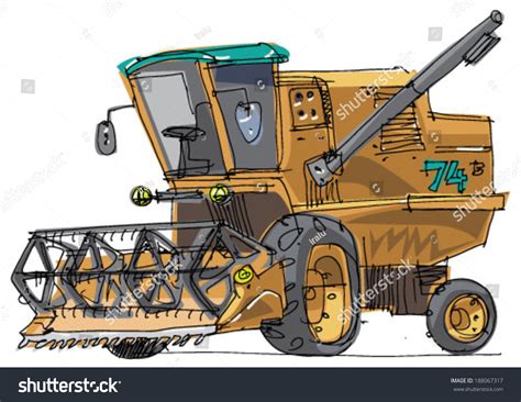 Combine Harvester Cartoon Stock Vector (Royalty Free) 188067317 | Shutterstock