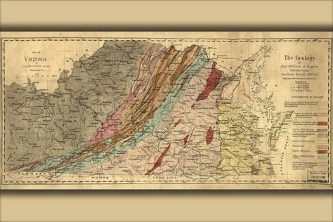 24x36 Poster Map Of Virginia Geology 1874