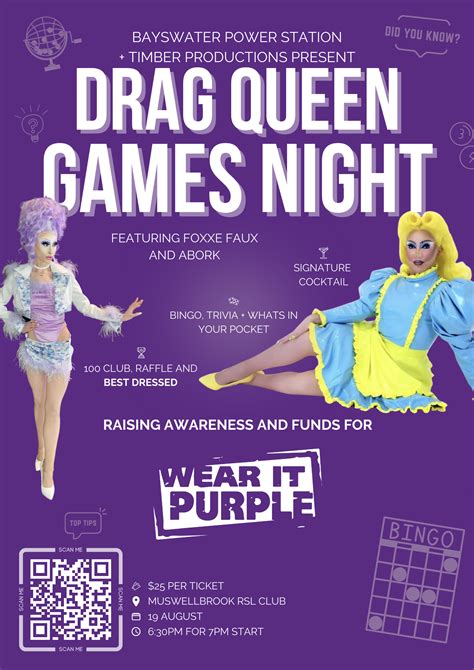 Wear It Purple Day - Drag Queen Games Charity Night - 98.1 Power FM